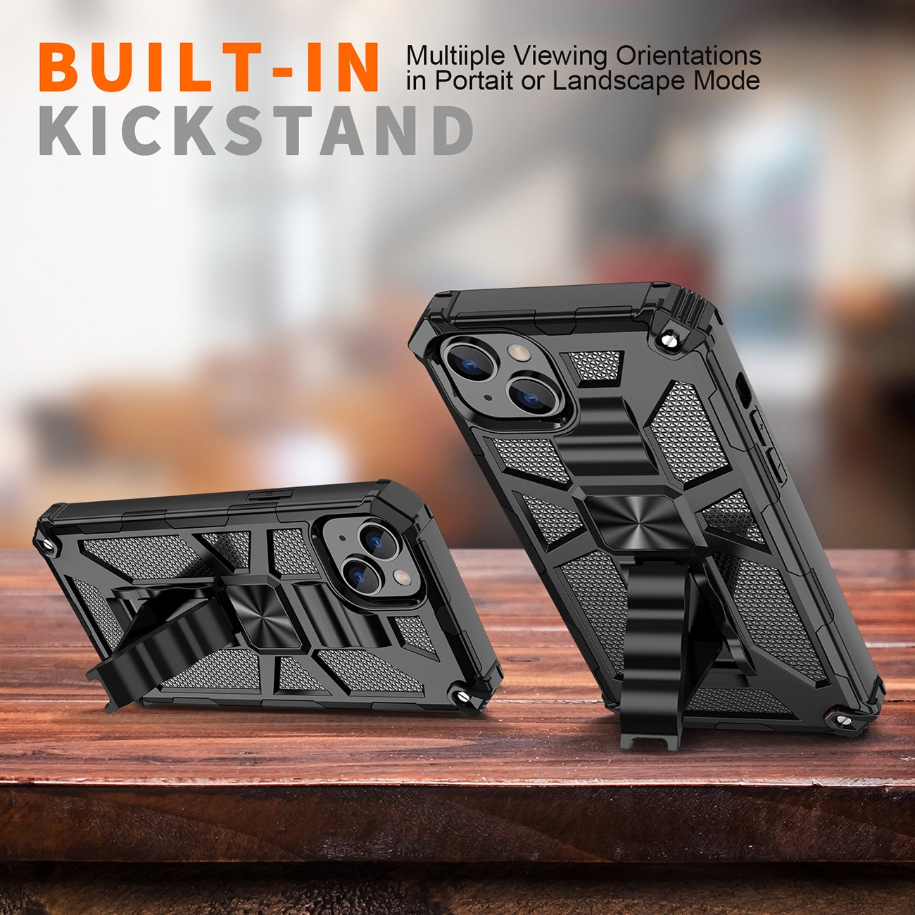 Built-in Kickstand TPU Case with Magnetic Mount for APPLE IPHONE 14 PLUS in Black