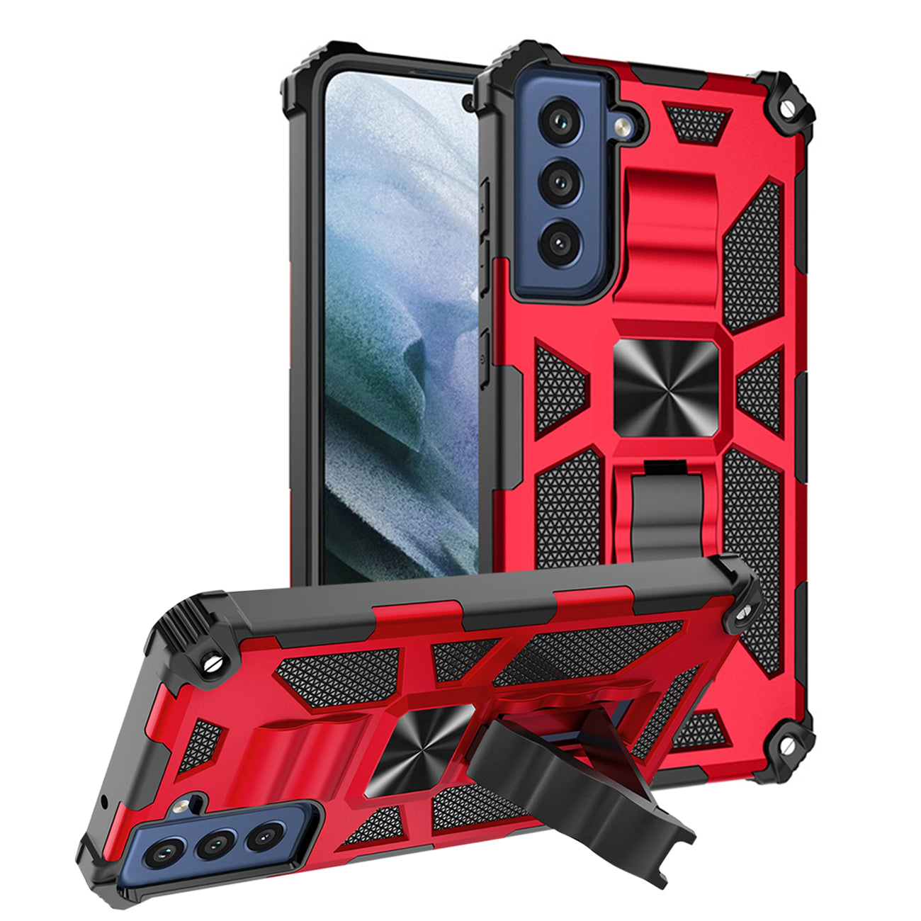 Built-in Kickstand TPU Case with Magnetic Mount for SAMSUNG GALAXY S22 in Red