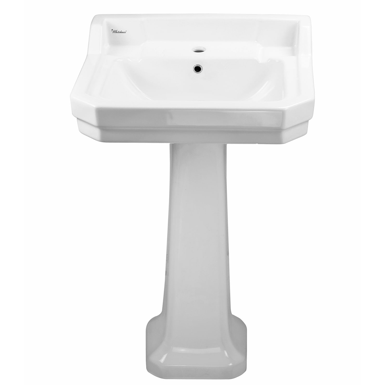 Whitehaus B112M-P Isabella Collection Traditional Pedestal with Rectangular Bowl, Backsplash