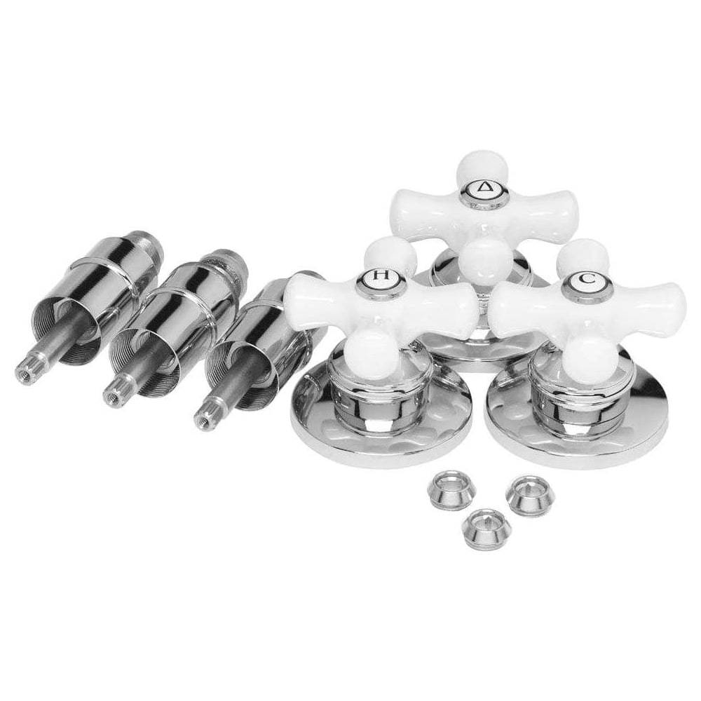 Pfister S10-330 Polished Chrome Universal Rebuild Kit 2 or 3 Porcelain Cross Handle