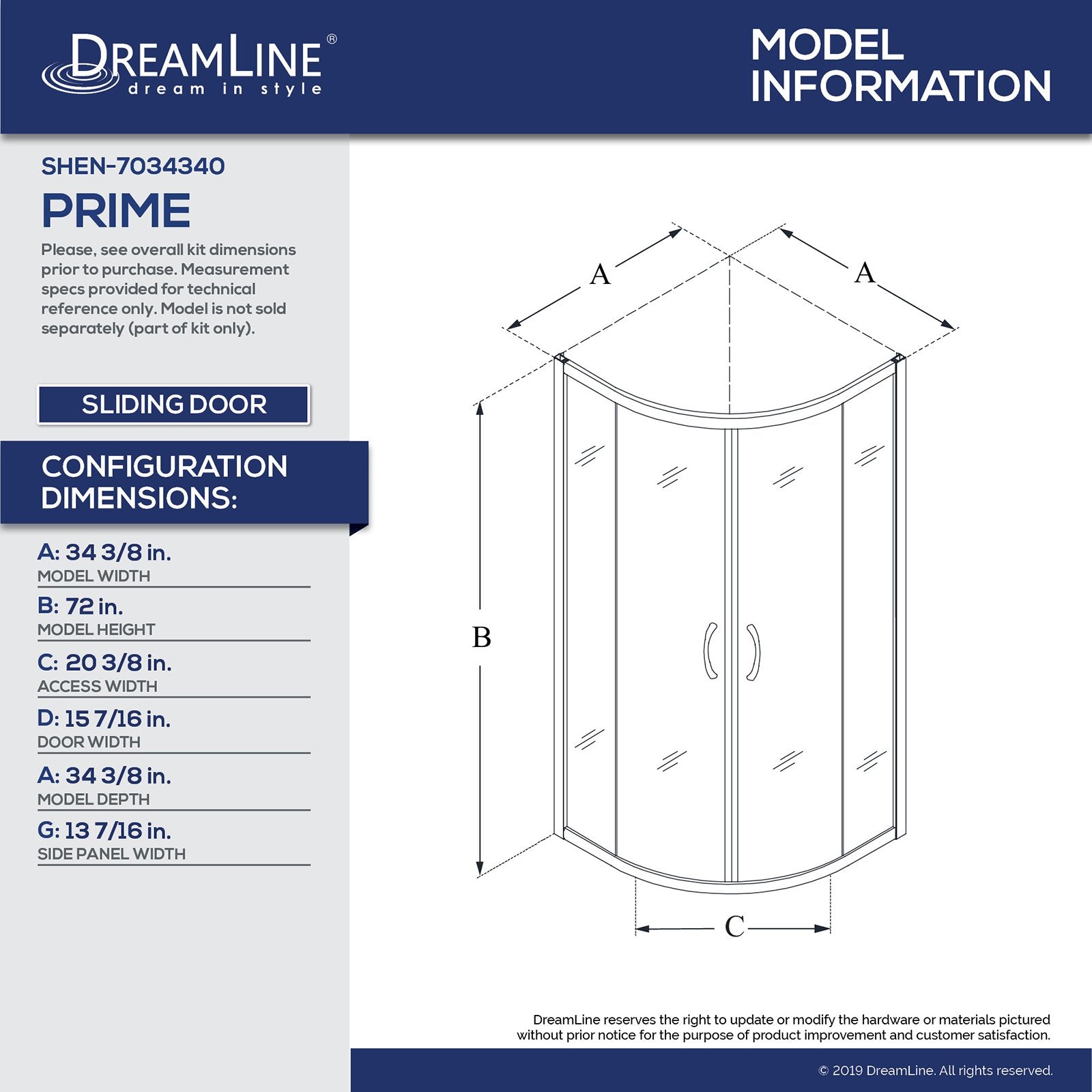 Dreamline DL-6702-09CL Prime 36