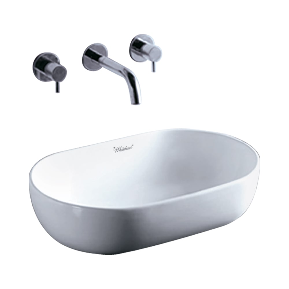 Whitehaus WHKN1080 Isabella Collection Oval Above Mount Sink with a Center Drain