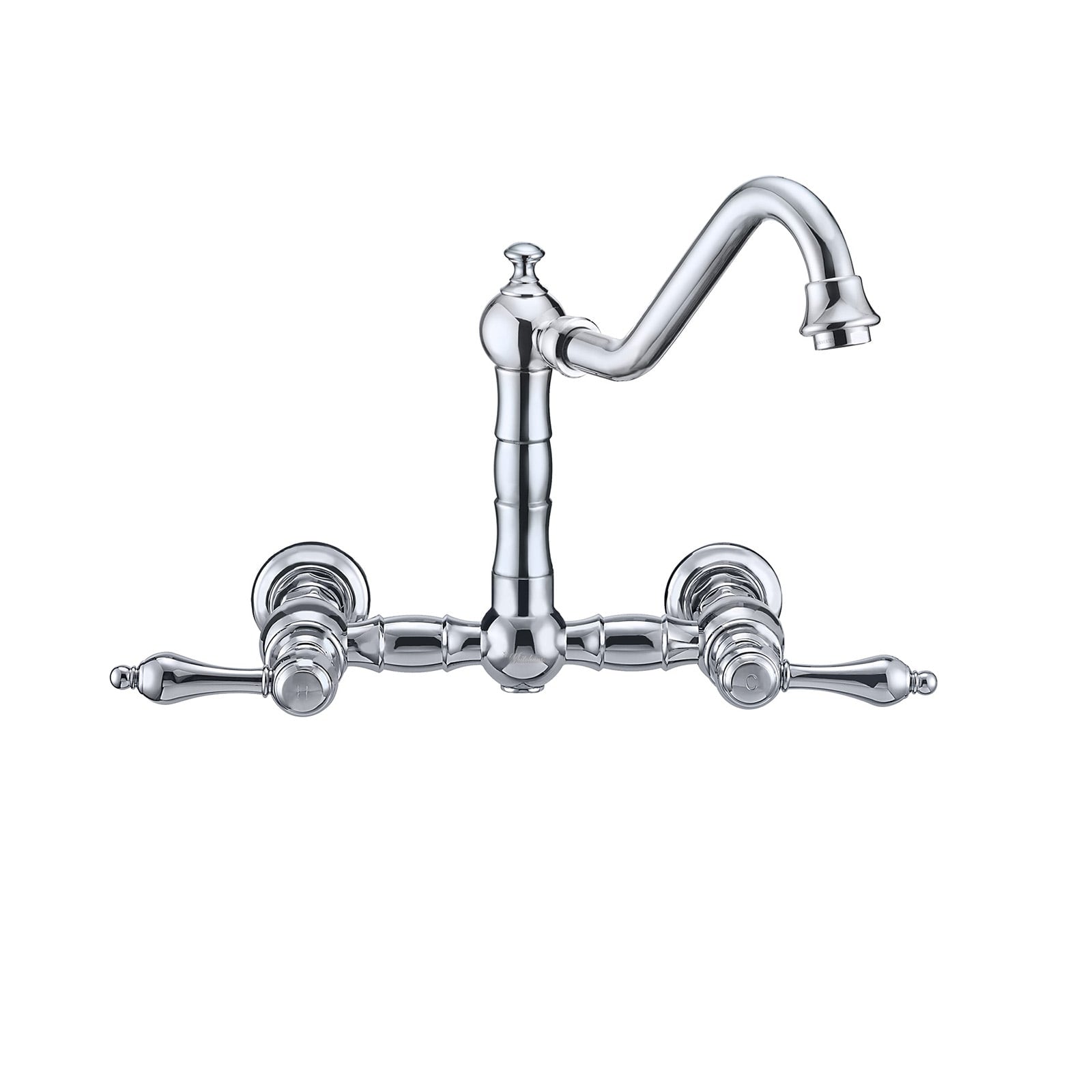 Whitehaus WHKWLV3-9402-NT-C Vintage III Plus Wall Mount Faucet with a Swivel Spout and Side Spray