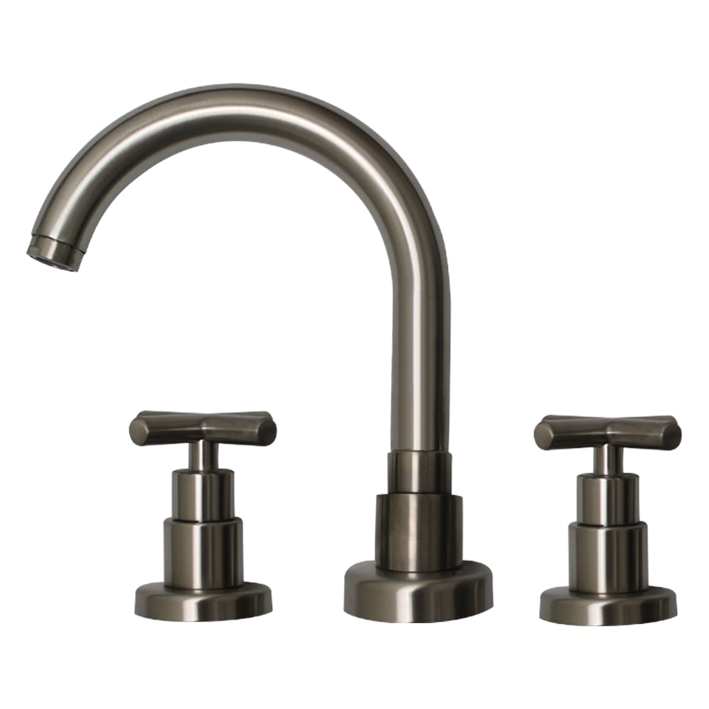 Whitehaus WHLX79214-BN Luxe Widespread Bathroom Faucet with Cross Handles and Pop-up Waste