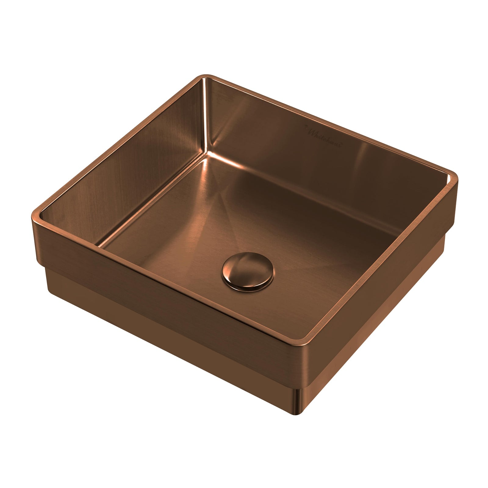 Whitehaus WHNPL1577-CO Noah Plus Squared Semi-Recessed Sink Set with Center Drain