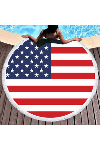 Tassel Giant Beach Blanket Picnic Camping Mat Round Sandbeach Towel Printed Cloth Pad Shawl Mattress