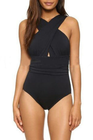 Iyasson Cross Design One-piece Swimsuit