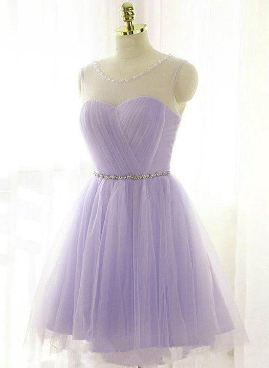 Neckline Short Tulle Graduation Dress