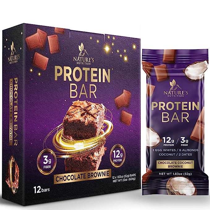 Protein Bars - Chocolate Brownie Bar with Coconut & 12g High Protein - Nutritious Energy Snacks & Healthy Meal Replacement