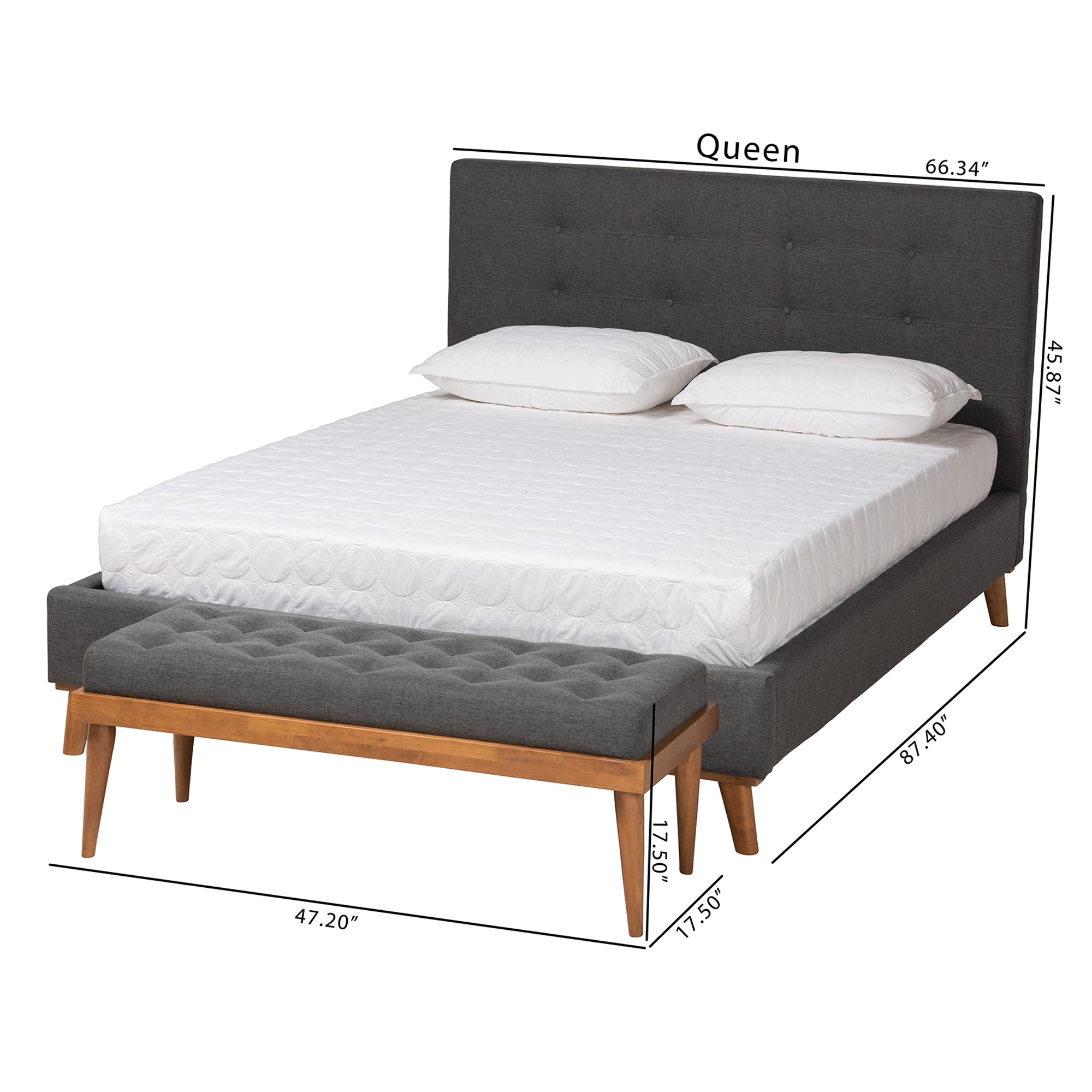 Valencia Mid-Century Bed & Bench