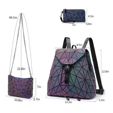 OLOEY Luminous Backpack for Women Geometric Geogrous Travel