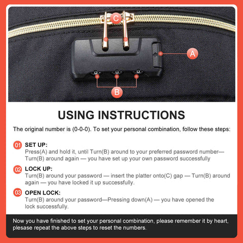 Mini code lock for bags/backpacks/luggage etc.