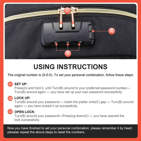 How to reset a backpack lock? - For LOVEVOOK Laptop backpack with Lock