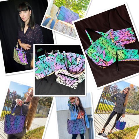Cpaoo Geometric Luminous Wallet Rhomboids Lattice Purse Fashion Holographic  Clutch Long Wallet Zipper Closure Pocket Bag Women Handbags Card Holder