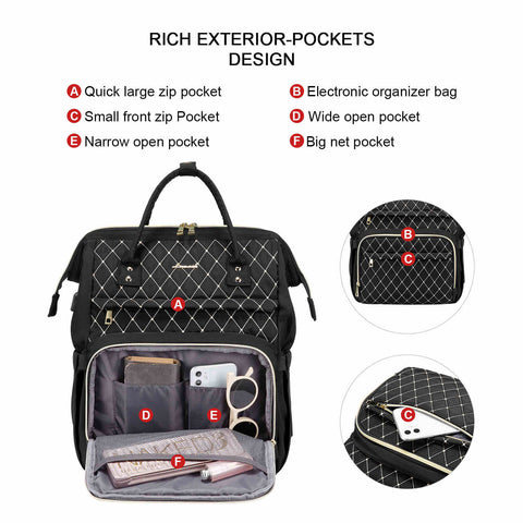 LOVEVOOK Laptop Backpack, Nurse Backpack, Embroidery Design, Fit 15.6