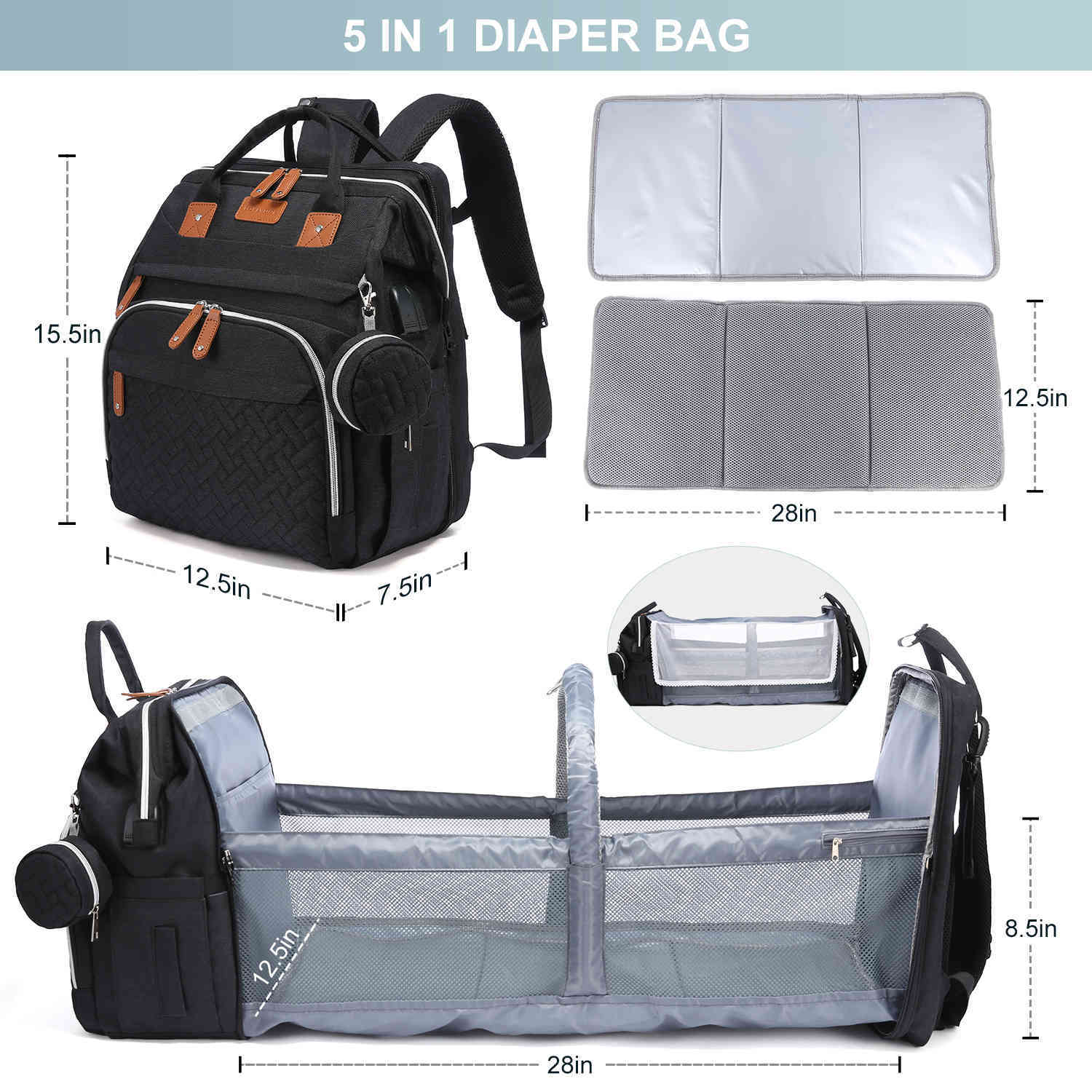 PACKNBUY Diaper Bag Backpack Fun Print Multiuse Travel Baby Bag