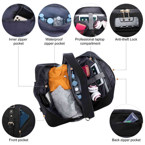 LOVEVOOK 2 Pcs Duffel Bag with Lock, with Shoes Compartment & Toiletry