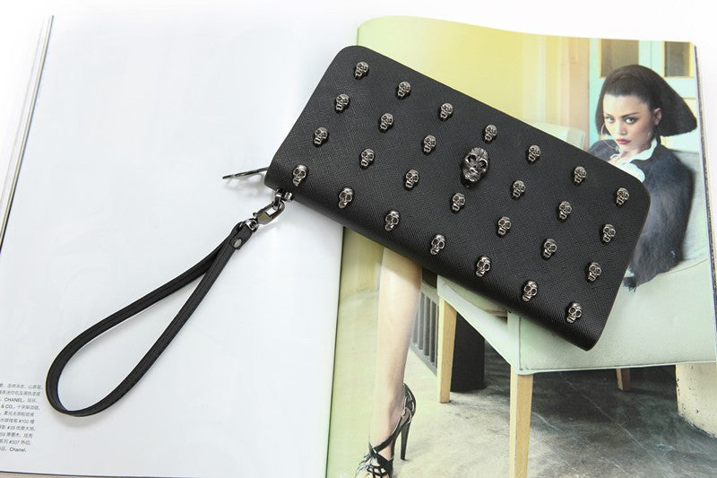 Metal Skull Studded Wallet