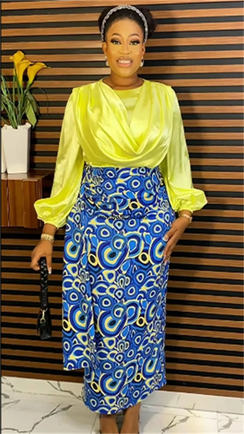 Two Pieces Set Tops And Skirts Suits Ankara Outfits Plus Size Lady Party