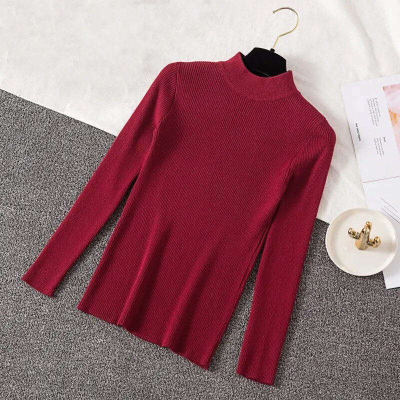 Turtleneck Knitted Sweater Jumper Long Sleeve