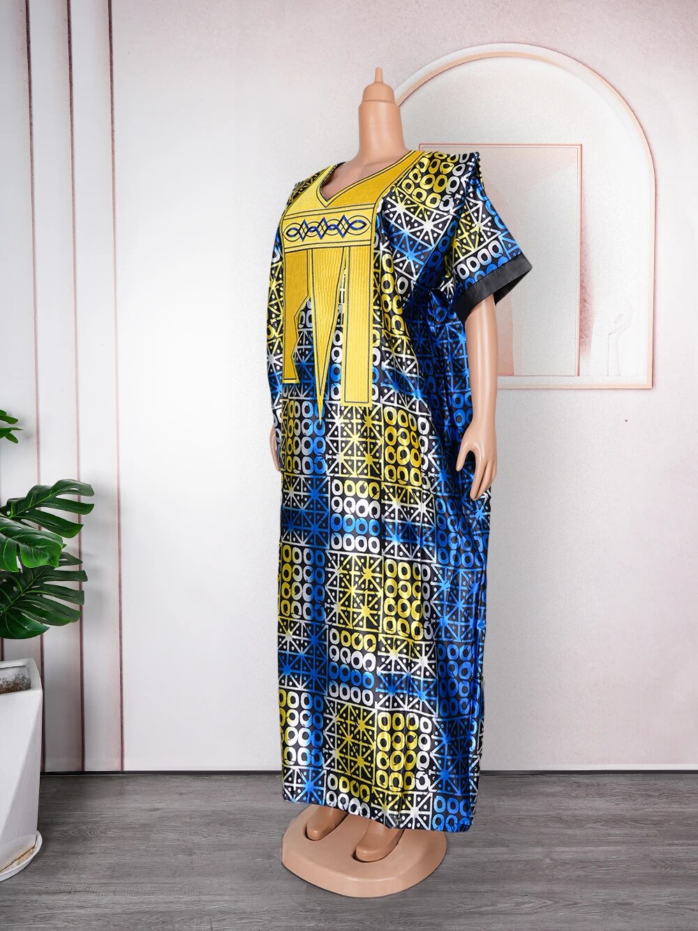 Women Plus Size Batik Print Traditional Embroidery Dresses