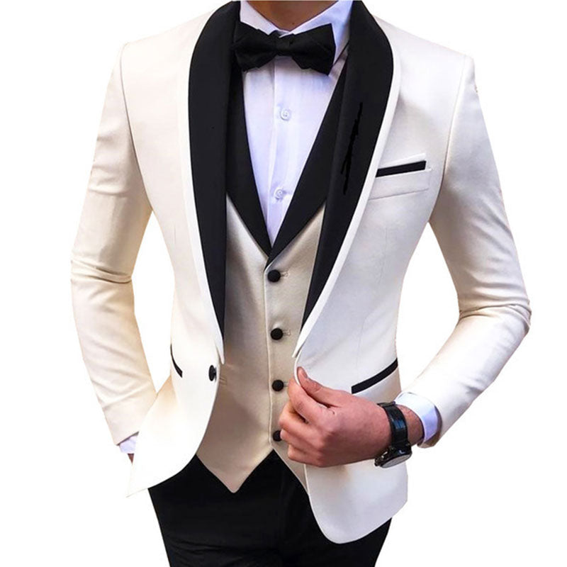 New Wedding Evening Dress 3Pieces Jacket+Pants+Vest Men Suit Set Fashion Slim Fit Party Casual Male Blazer Luxury Homme Costume