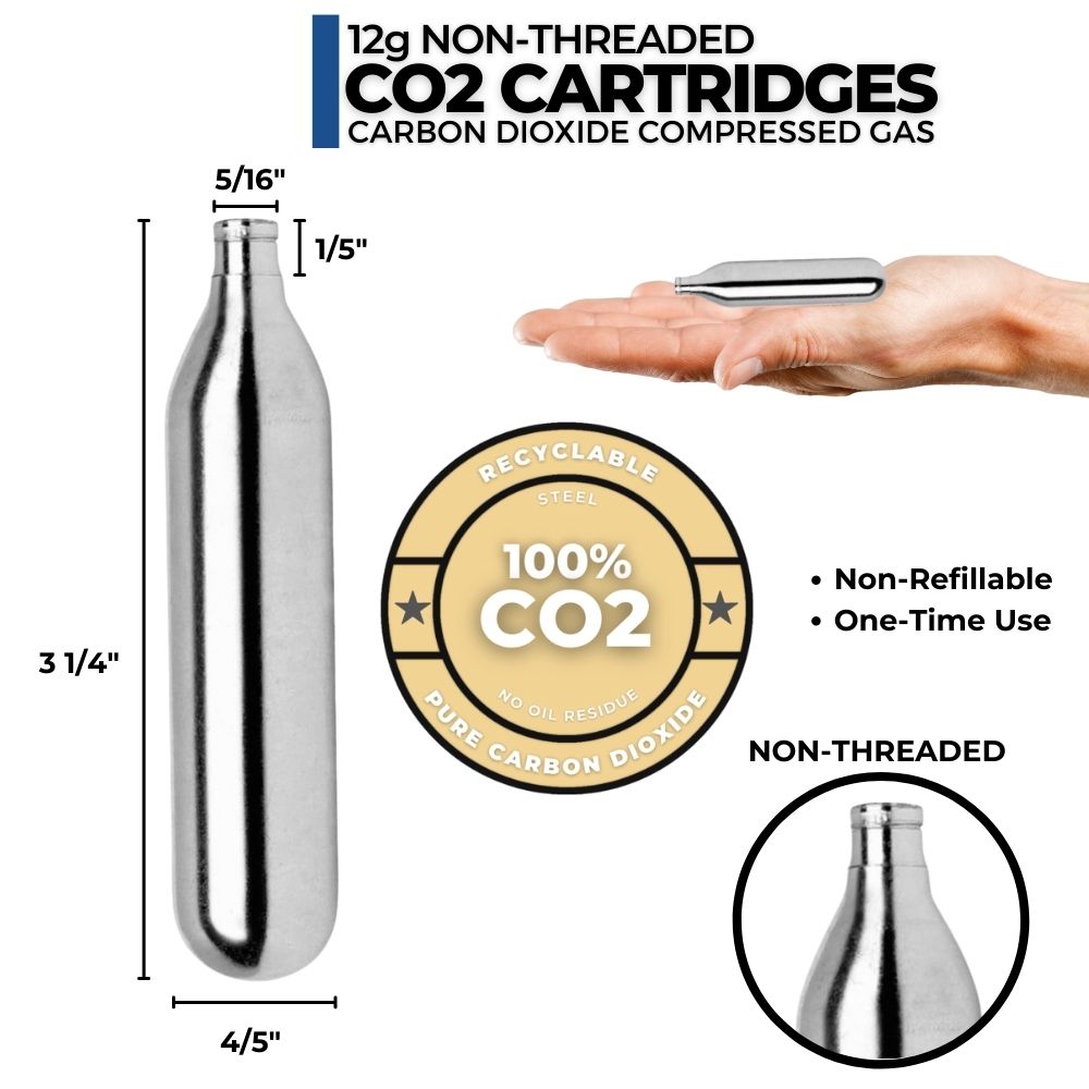 ICO 12 gram CO2 Cartridges , NON-THREADED