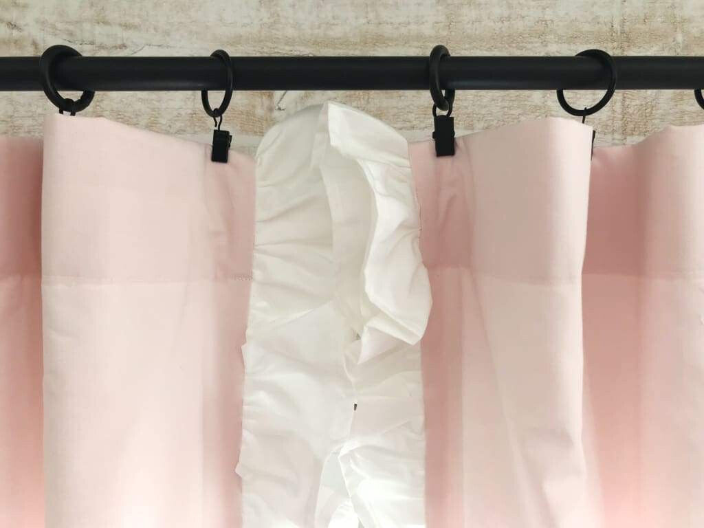 Baby Pink and White Ruffled Curtains