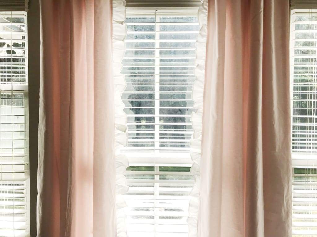 Baby Pink and White Ruffled Curtains