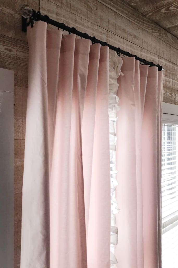 Baby Pink and White Ruffled Curtains