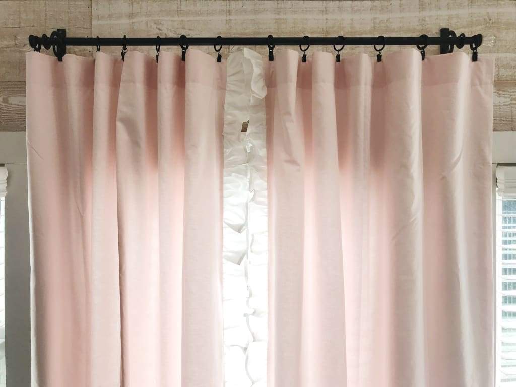 Baby Pink and White Ruffled Curtains