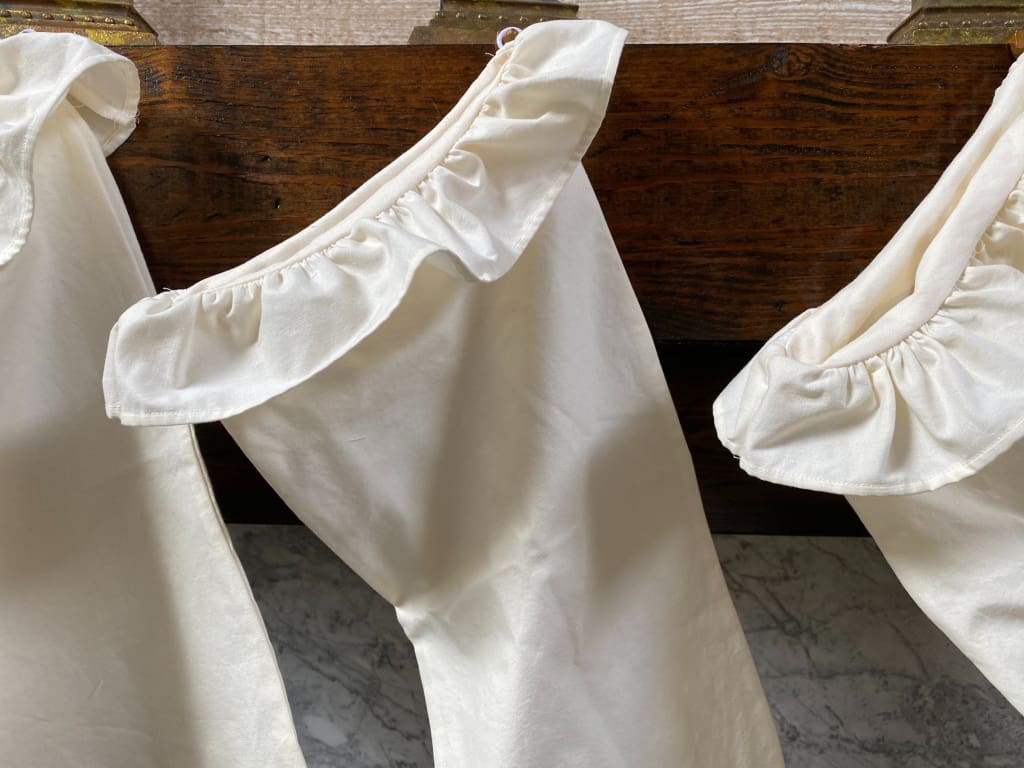 Ivory Farmhouse Ruffled Christmas Stockings