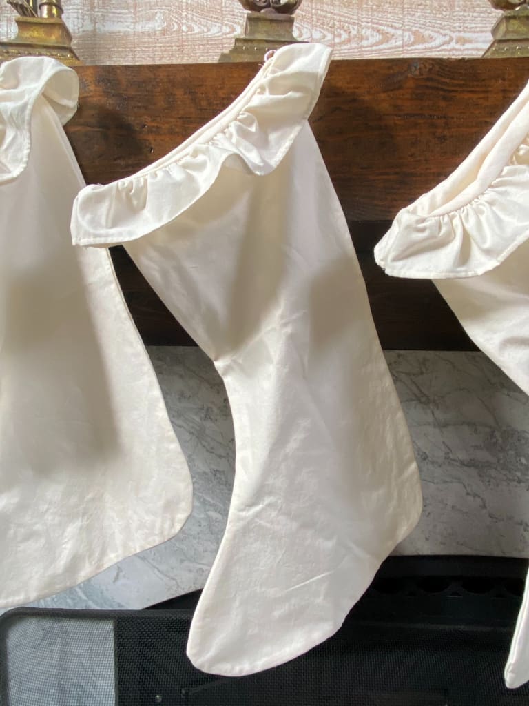 Ivory Farmhouse Ruffled Christmas Stockings