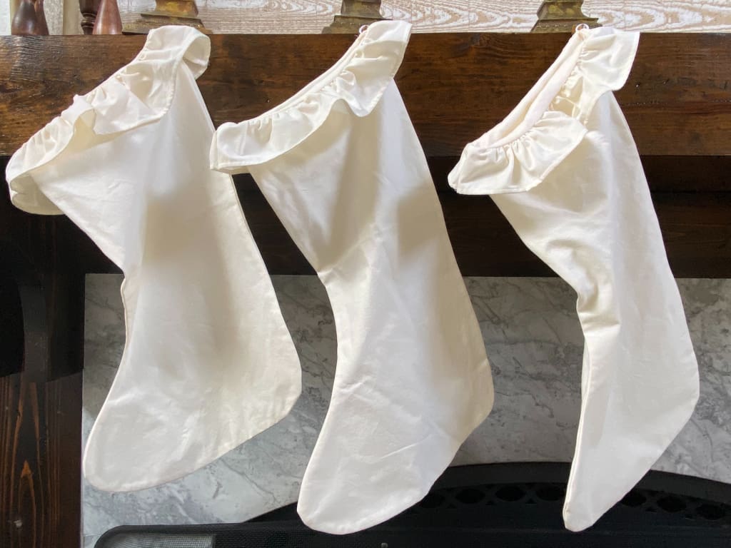 Ivory Farmhouse Ruffled Christmas Stockings