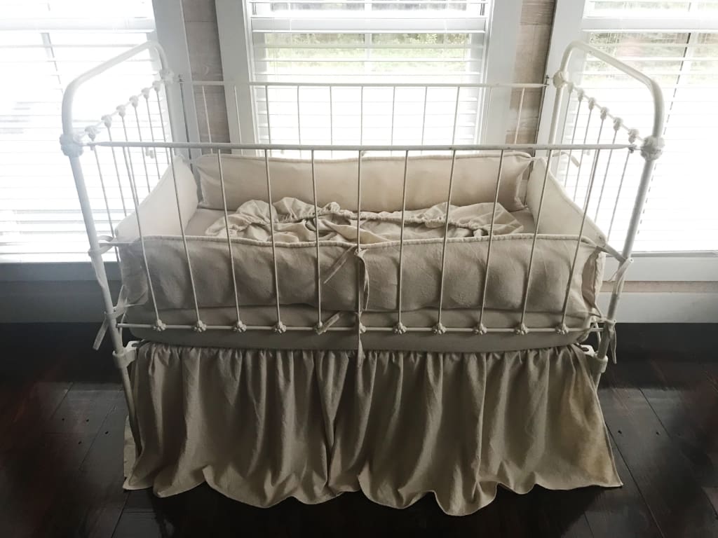 Natural Osnaburg Farmhouse Tailored Crib Bedding Collection
