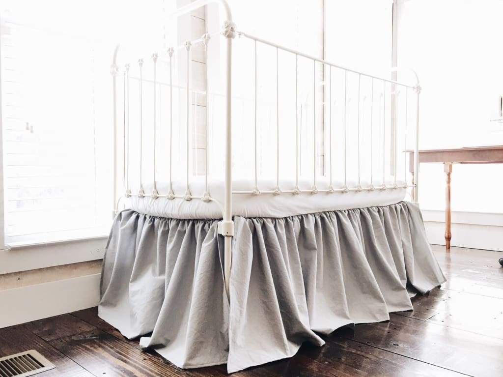 Silver Grey Farmhouse Crib Skirt