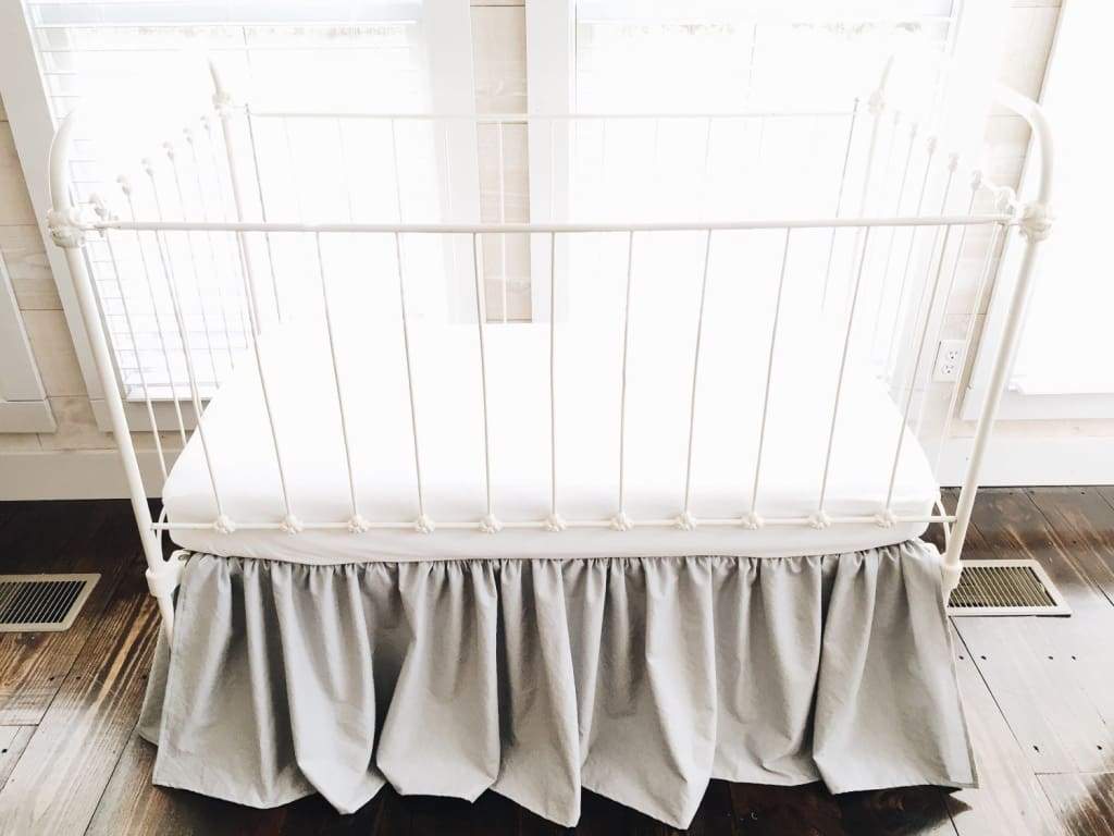 Silver Grey Farmhouse Crib Skirt