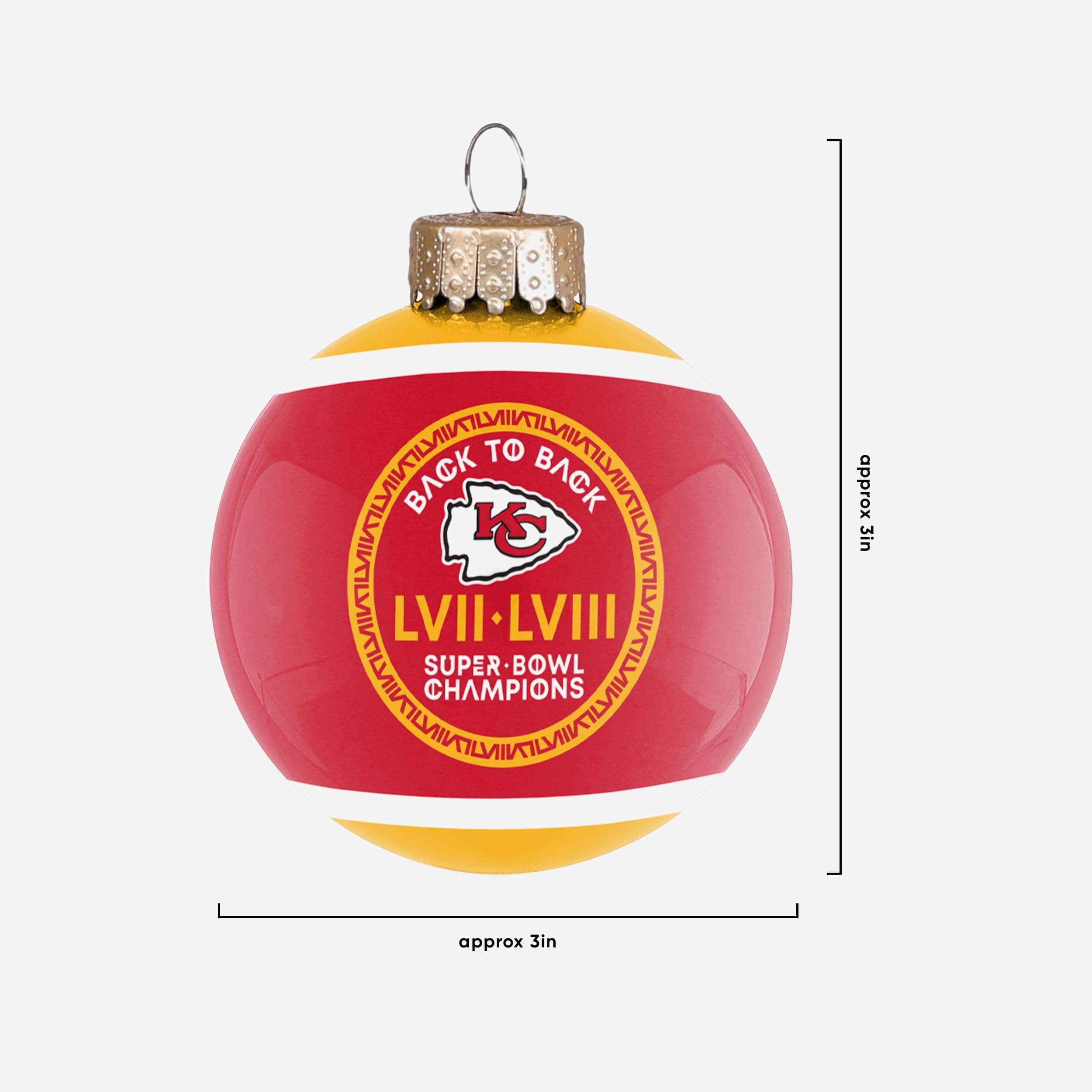 Kansas City Chiefs Super Bowl LVIII Champions Glass Ball Ornament