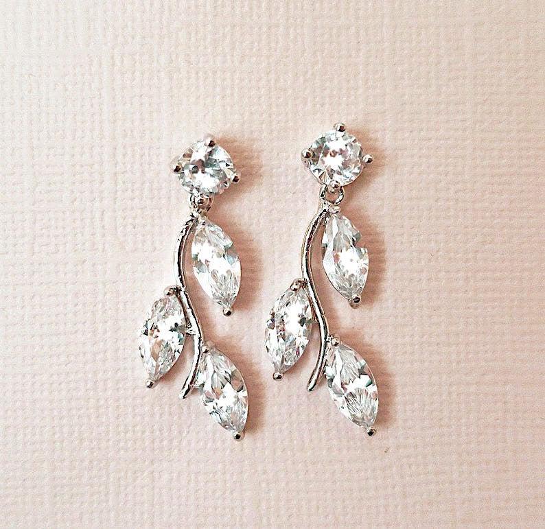 Leaf Bridal Earrings Sterling Silver