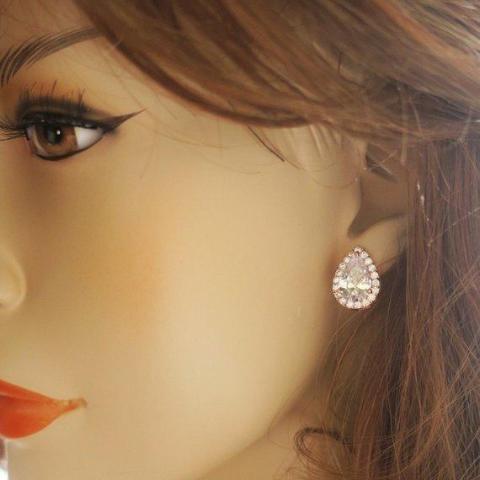 CZ Drop Stud Earrings