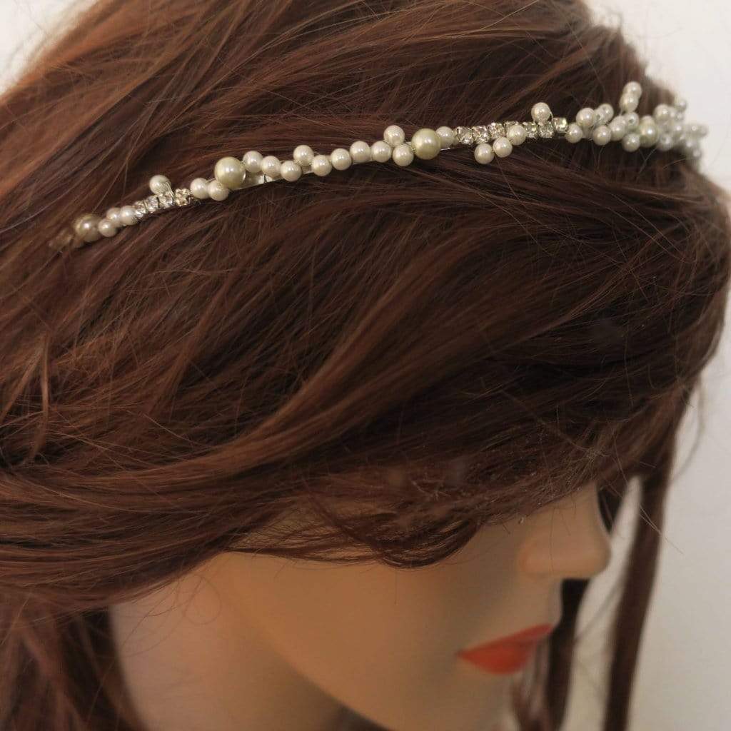 Pearl Bridal Headband Thin Wedding Tiara