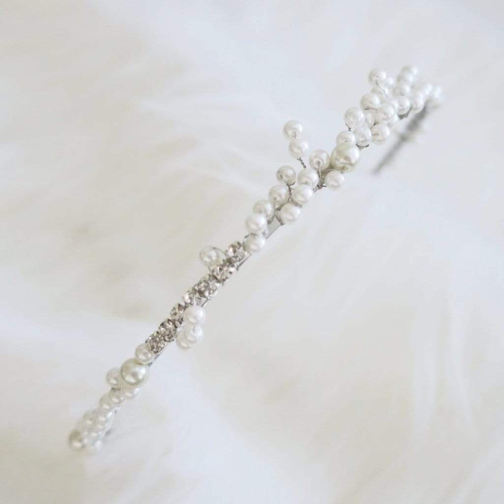 Pearl Bridal Headband Thin Wedding Tiara