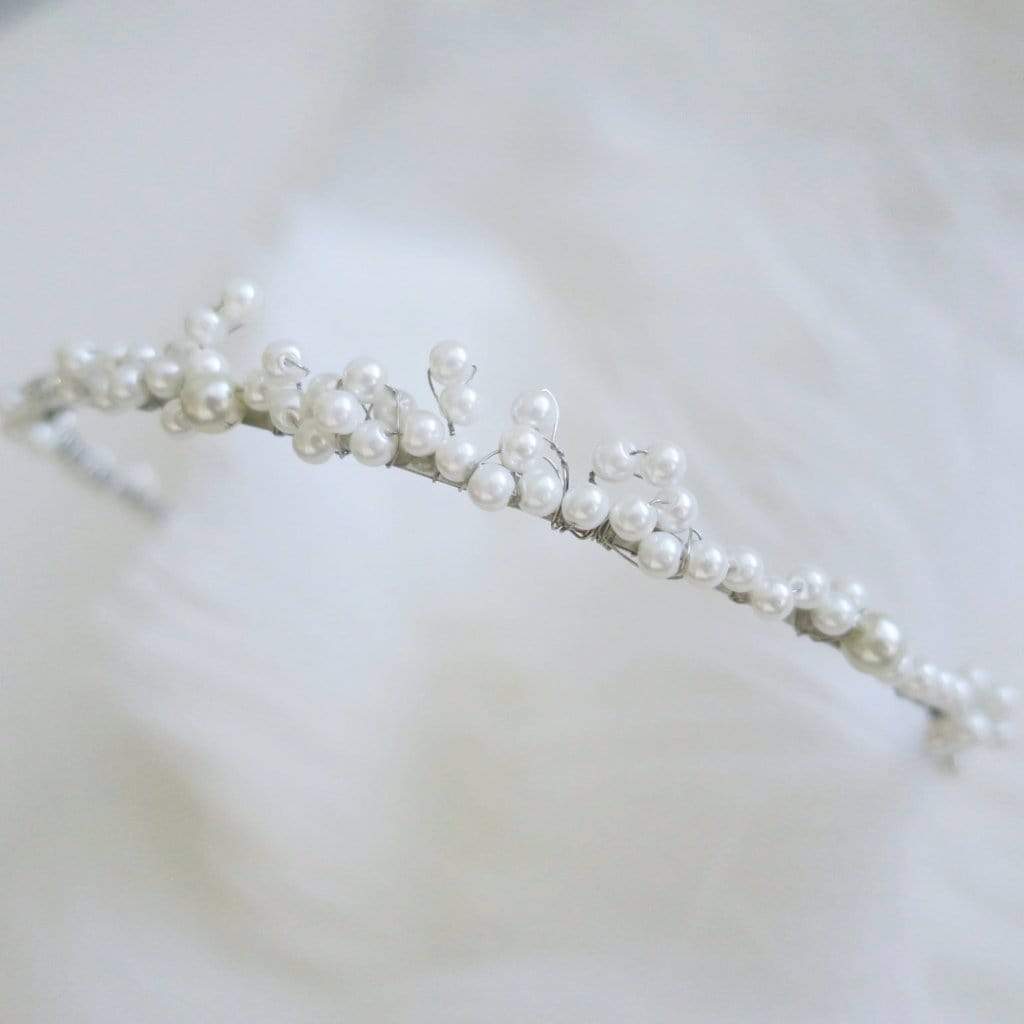 Pearl Bridal Headband Thin Wedding Tiara