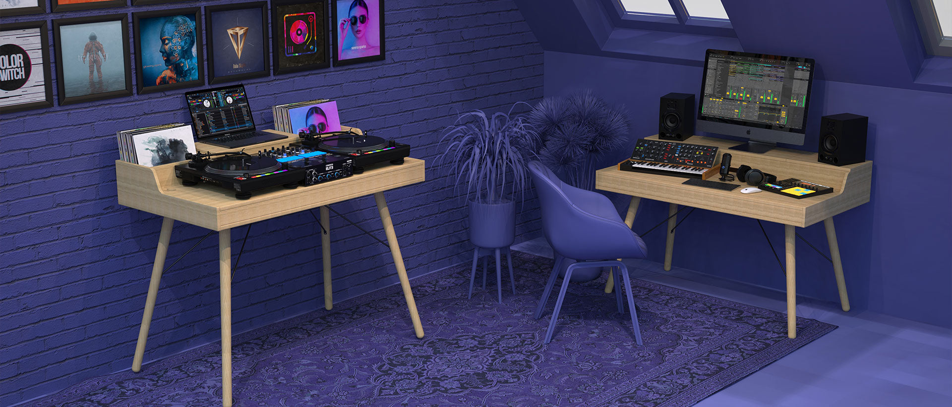 Glorious Vintage Music Station Workstation and DJ Table