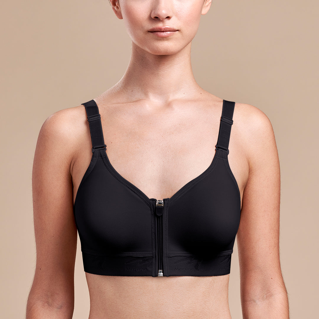 Caress? Ultra-Low Coverage Pocketed Zip-Front Bra - Style No. CAR-B09Z-01, CAR-B09Z-10, CAR-B09Z-11 - Black