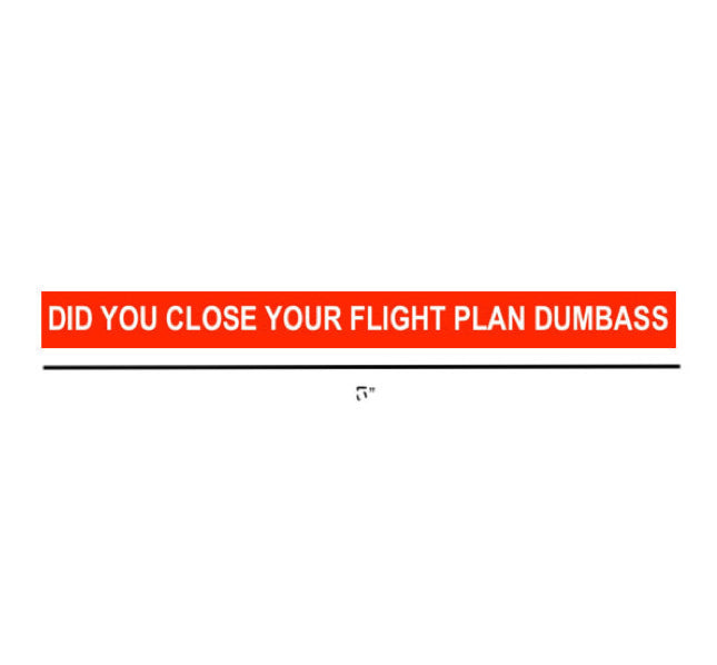 DID YOU CLOSE YOUR FLIGHT PLAN DUMBASS