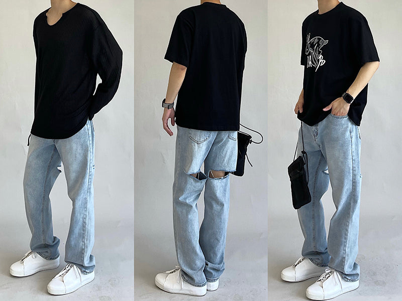 How To Wear Ripped Jeans in Summer Like Korean Men | Korean Mens Summe ...