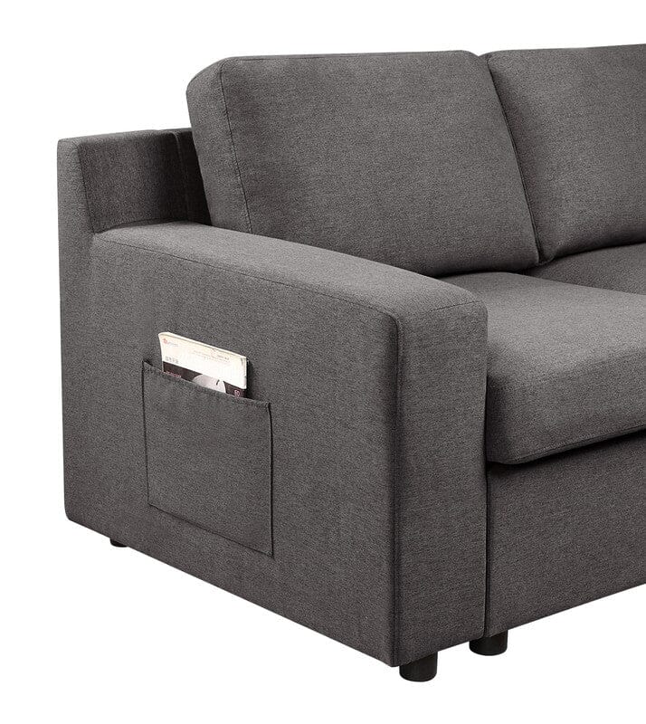 Waylon Gray Linen 6-Seater U-Shape Sectional Sofa Chaise and Pocket