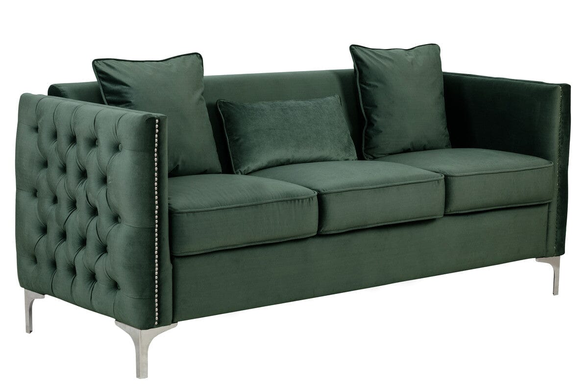 Bayberry Green Velvet Sofa Loveseat Living Room Set