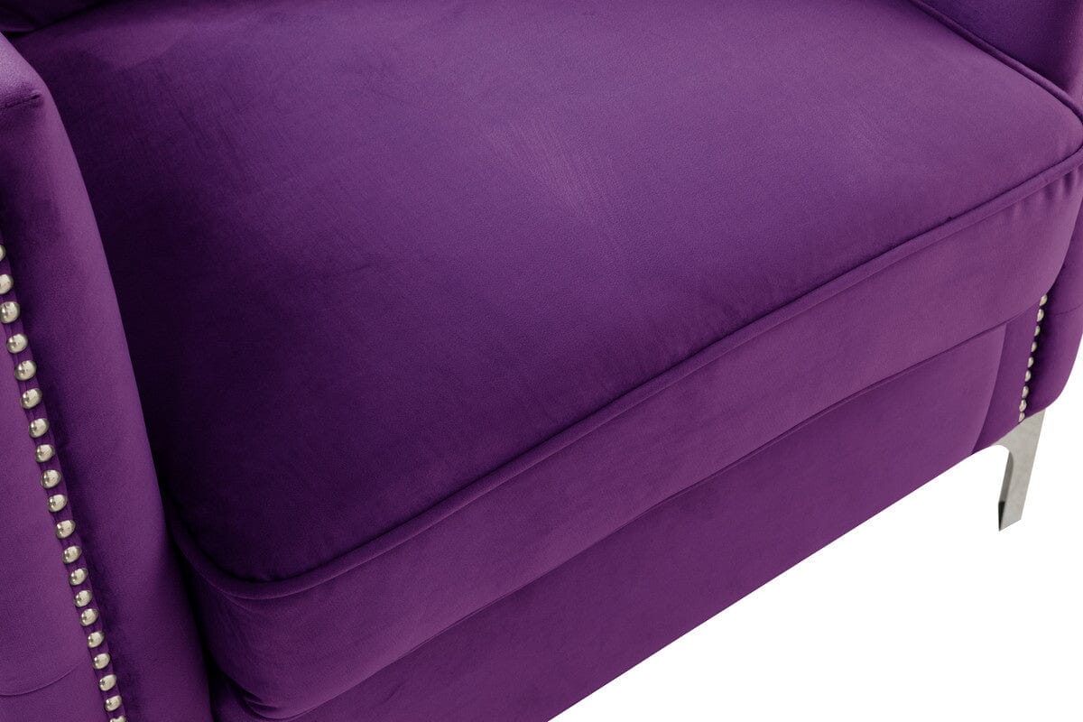 Bayberry Purple Velvet Sofa Loveseat Living Room Set